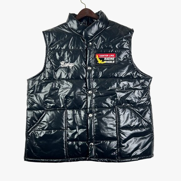 Vintage Center Line Racing Apparel Puffer Vest X-Large Nylon/Polyester Black - Picture 1 of 13